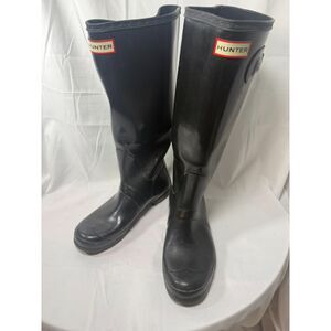 Hunter Original Tall Black Rubber Rain Boots Classic Wellington Buckle
